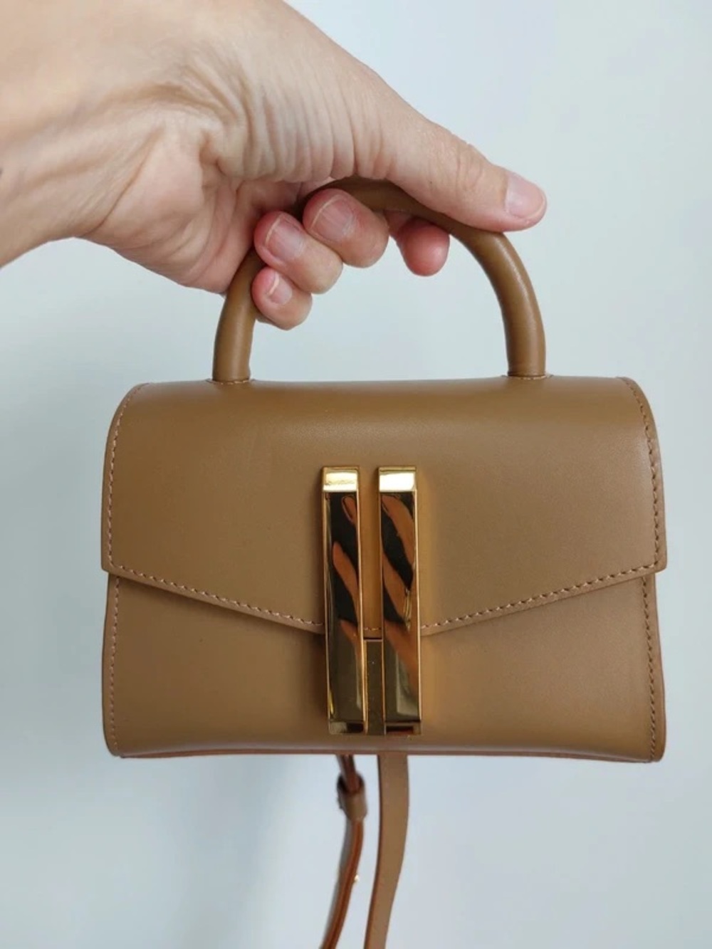 DeMellier Tan Leather Mini Satchel with Gold Hardware - Picture 2 of 7